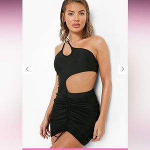 Tie ruched cut out beach dress